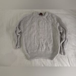 🌸S Vinage Old English Gray Cable Knit Sweater EUC🌸